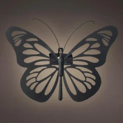 Lampe murale solaire en métal (H26,5 cm) Papillon Noir
