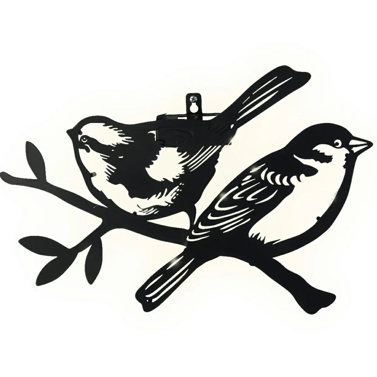 Lampe murale solaire en métal (H23,5 cm) Duo d'oiseaux Noir