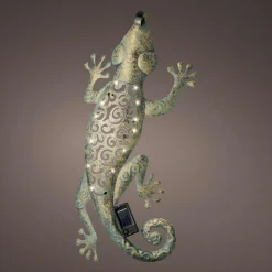 Lampe murale solaire en métal (L51 cm) Gecko Vert antique