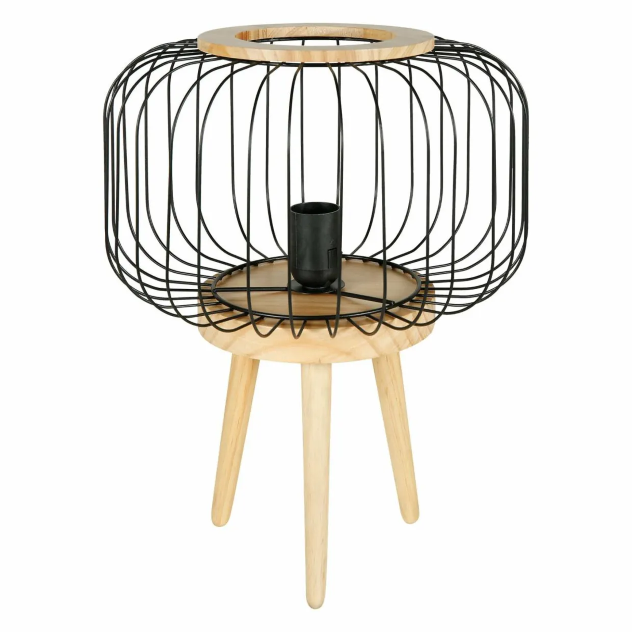 Lampe à poser bois et métal (H38 cm) Cicerone Noir
