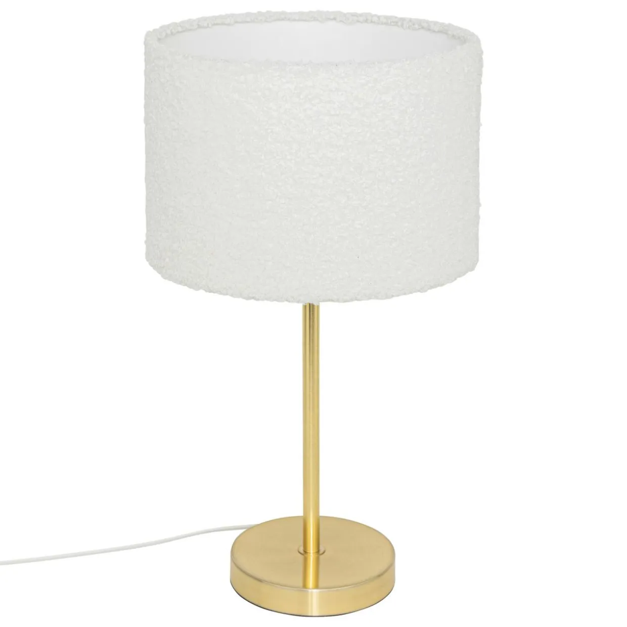 Lampe à poser bouclette et métal (H49 cm) Tina Blanc et or