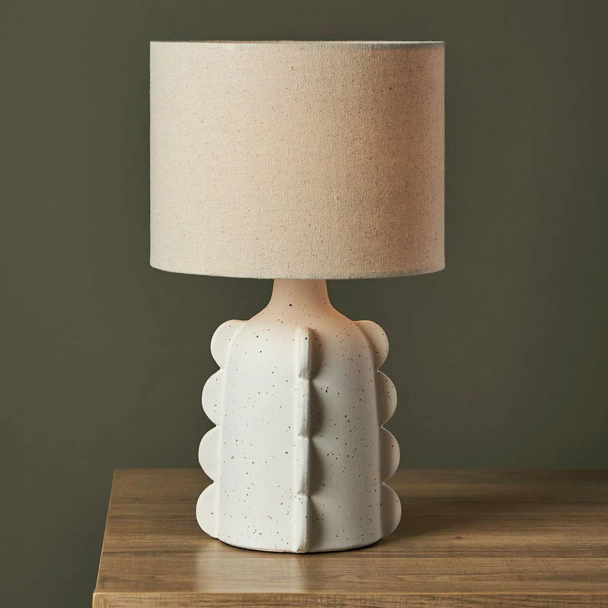 Lampe à poser céramique et lin (H34,5 cm) Aurora Blanche