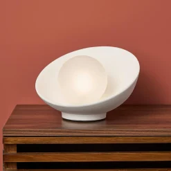 Lampe à poser céramique (H17 cm) Nacre Blanche