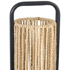 Lampe à poser en Corde et Métal (H37 cm) Tanzanie Noir et beige