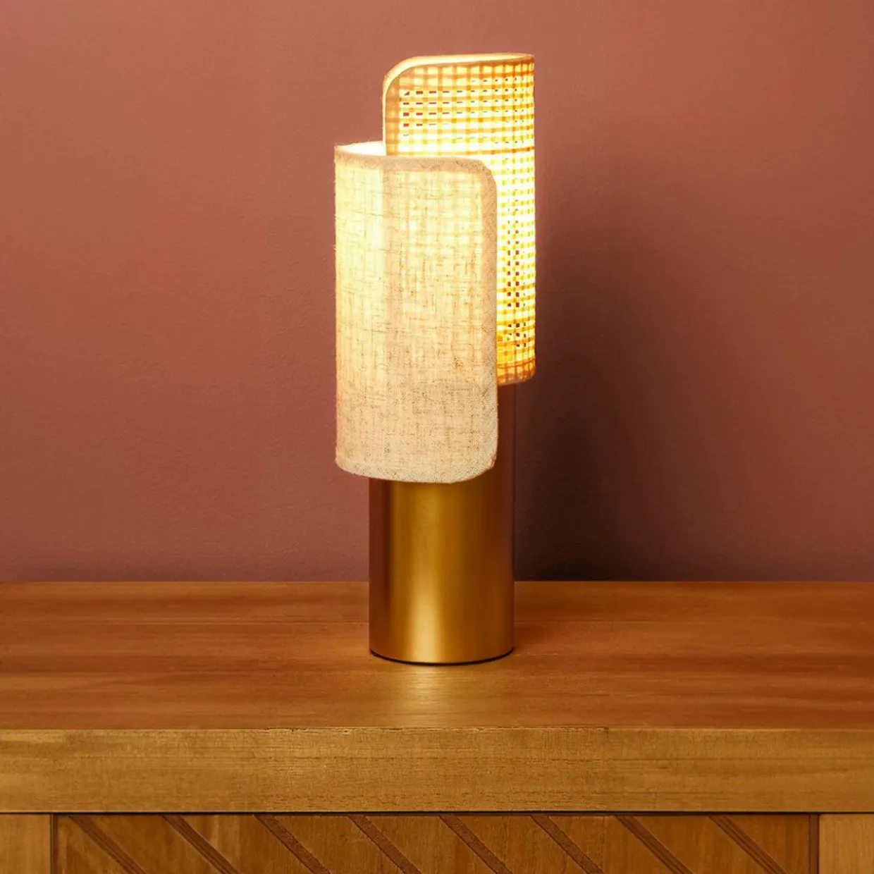 Lampe à poser en métal (H28 cm) Luma Beige et doré