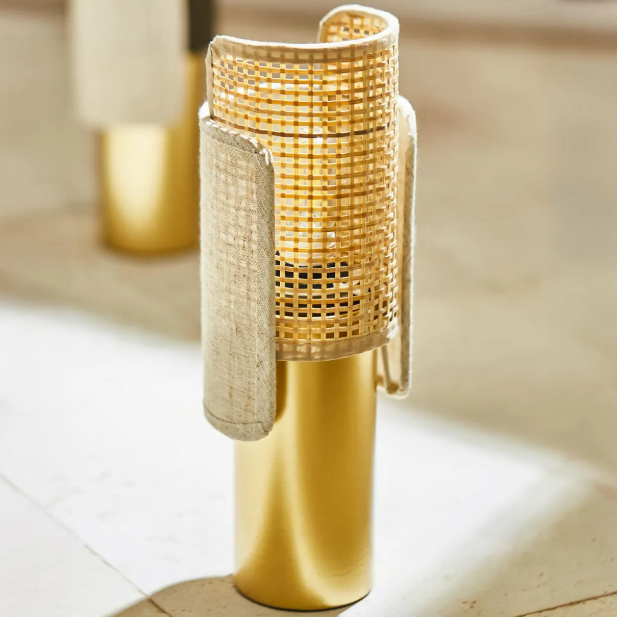 Lampe à poser en métal (H28 cm) Luma Beige et doré