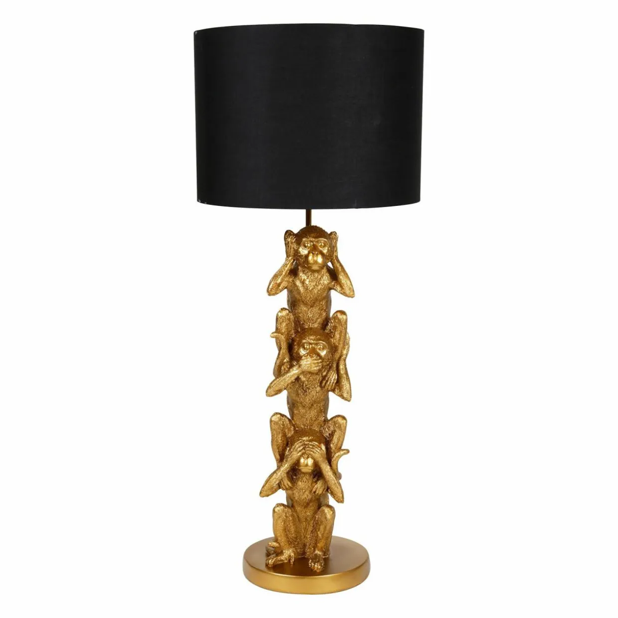 Lampe à poser en métal Singe (H86,5 cm) Sagesse Or