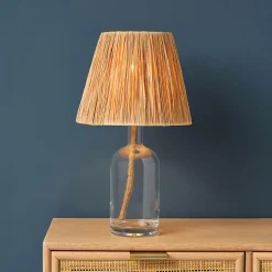 Lampe à poser en verre et corde (H40 cm) Haddock Naturel