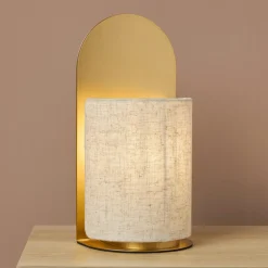 Lampe à poser métal et lin (H27 cm) Ornella Or