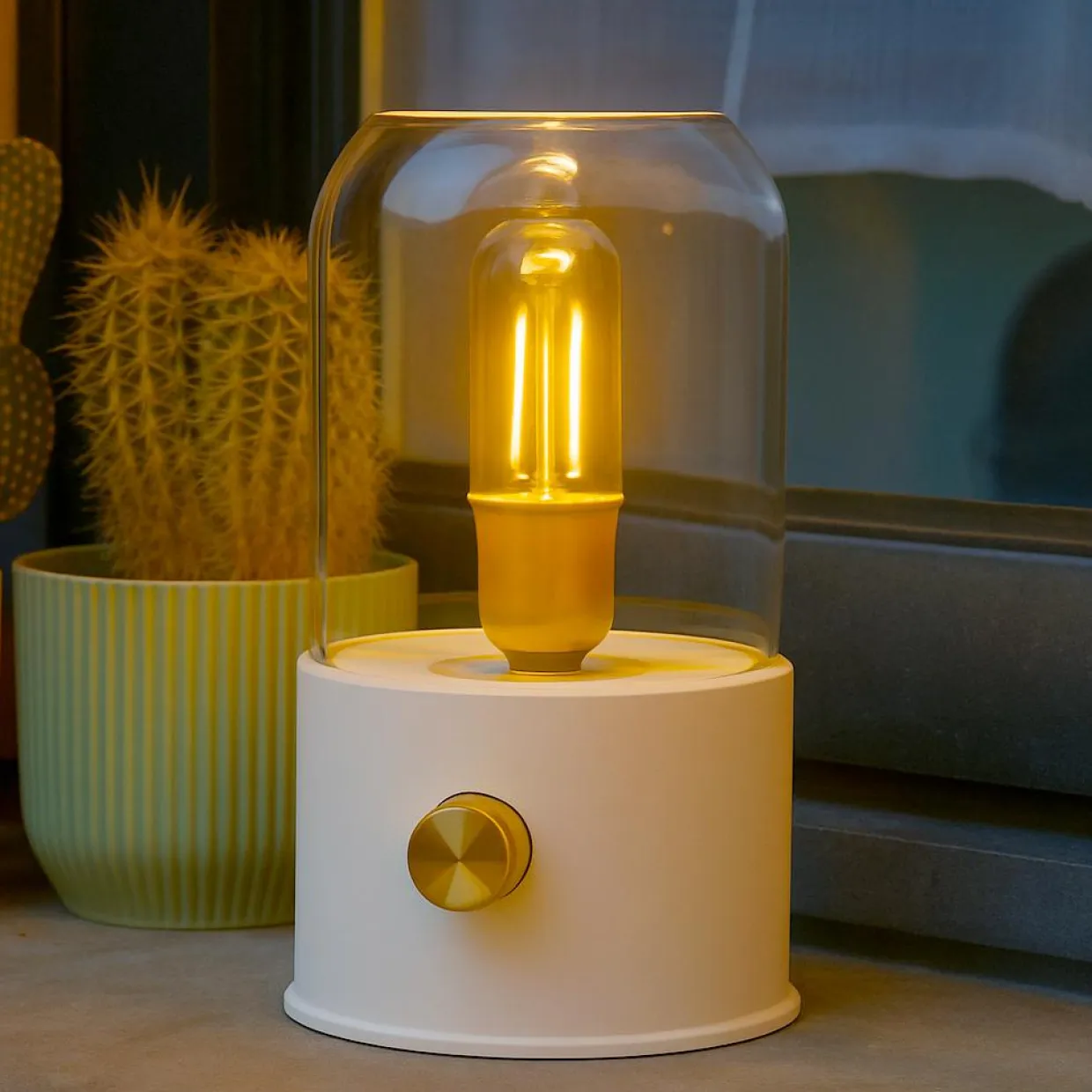 Lampe tempête sans fil rechargeable USB (H20 cm) Blanc