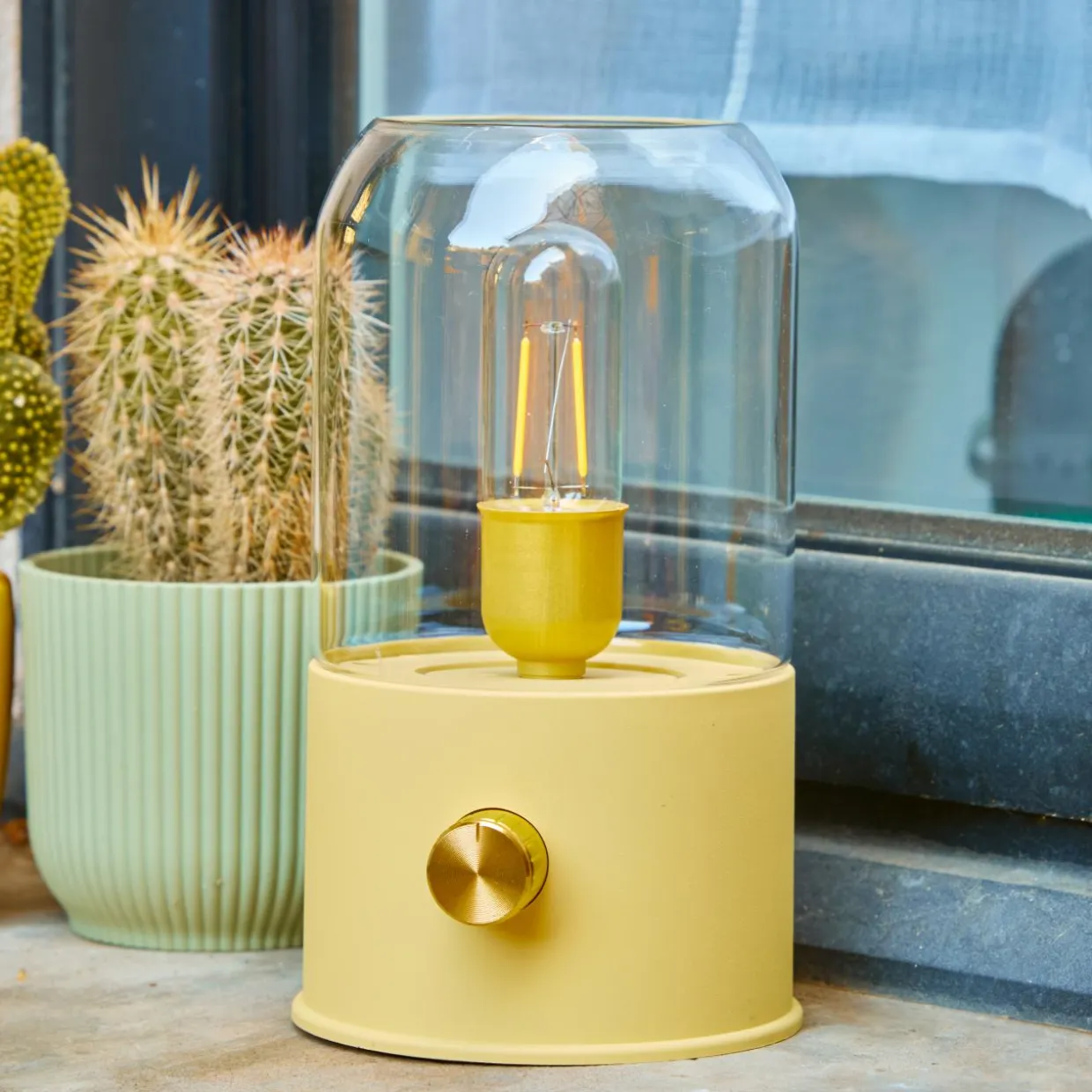 Lampe tempête sans fil rechargeable USB (H20 cm) Jaune
