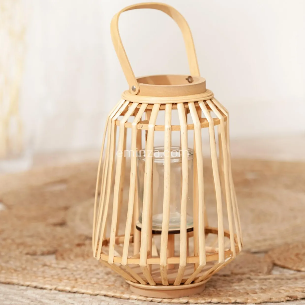 Lanterne en rotin (H35 cm) Naturalys Beige