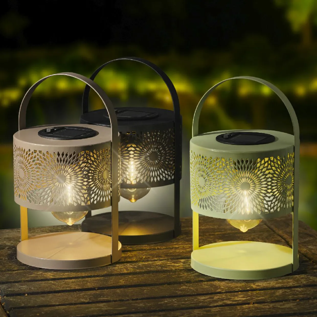 Lanterne solaire de table (H22,5 cm) à LED Noir