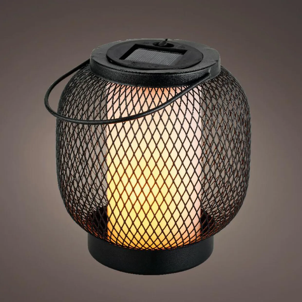 Lanterne solaire métal à LED (H15 cm) Croisillon Noir et blanc chaud