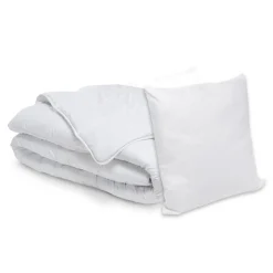 Lot Couette chaude anti-acariens (280 x 240 cm) + 2 Oreillers (60 x 60 cm) Comète Blanche