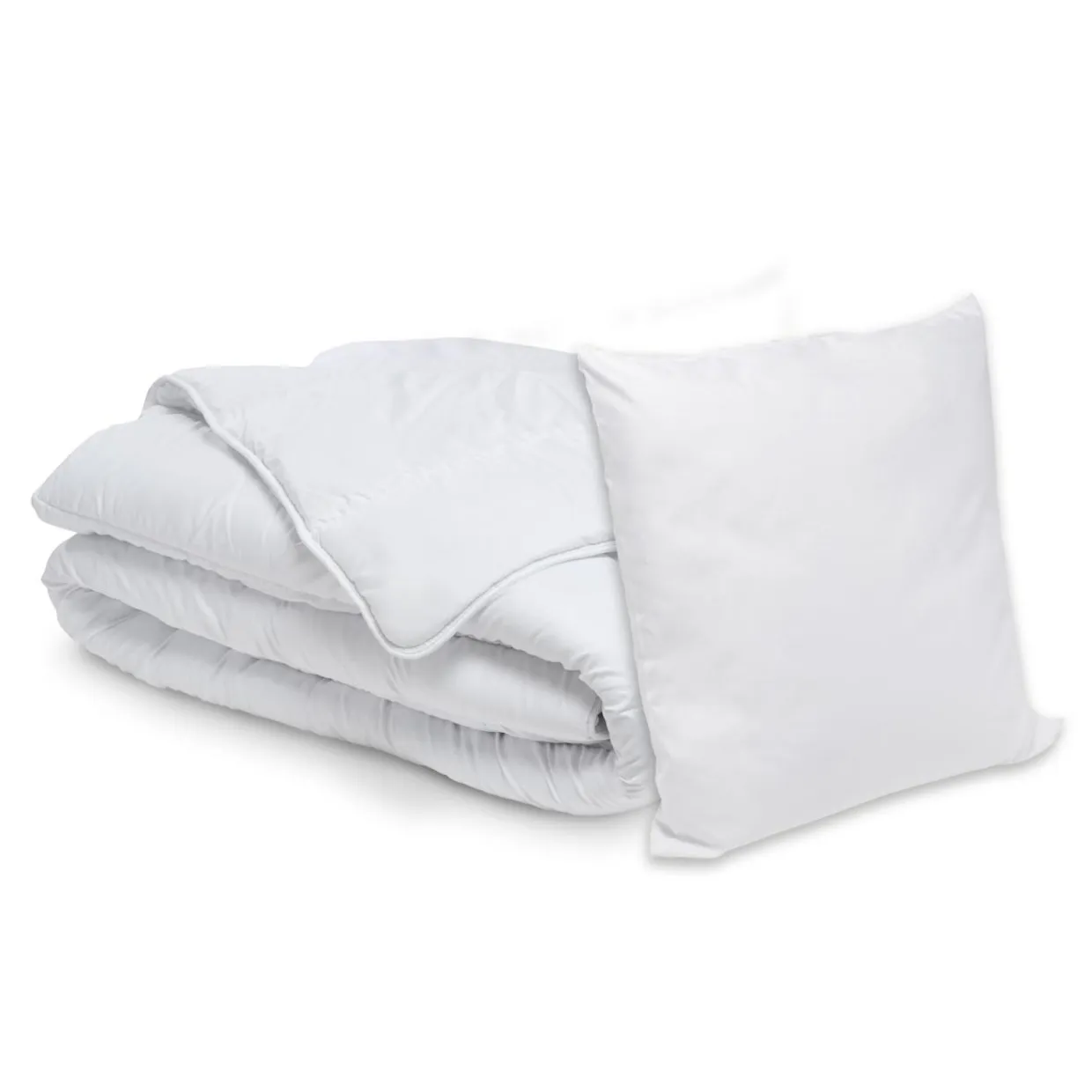 Lot Couette chaude anti-acariens (140 x 200 cm) + 1 Oreiller (60 x 60 cm) Comète Blanche