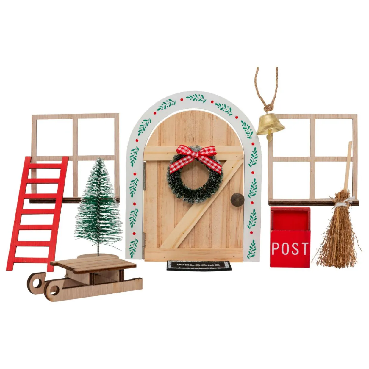 Lot de 10 accessoires déco en bois (H17 cm) Porte de petite souris Multicolore