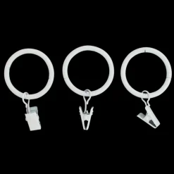 Lot de 8 anneaux à pinces tringle rideau (D20 mm) Jim Blanc mat