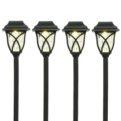 Lot de 4 bornes de jardin solaire LED (H33 cm) Botany Noir