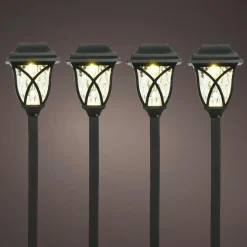 Lot de 4 bornes de jardin solaire LED (H33 cm) Botany Noir