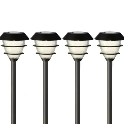 Lot de 4 bornes de jardin solaire LED (H30 cm) Garden Noir