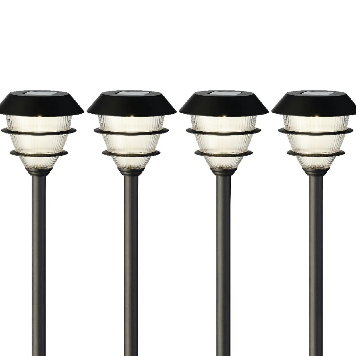 Lot de 4 bornes de jardin solaire LED (H30 cm) Garden Noir
