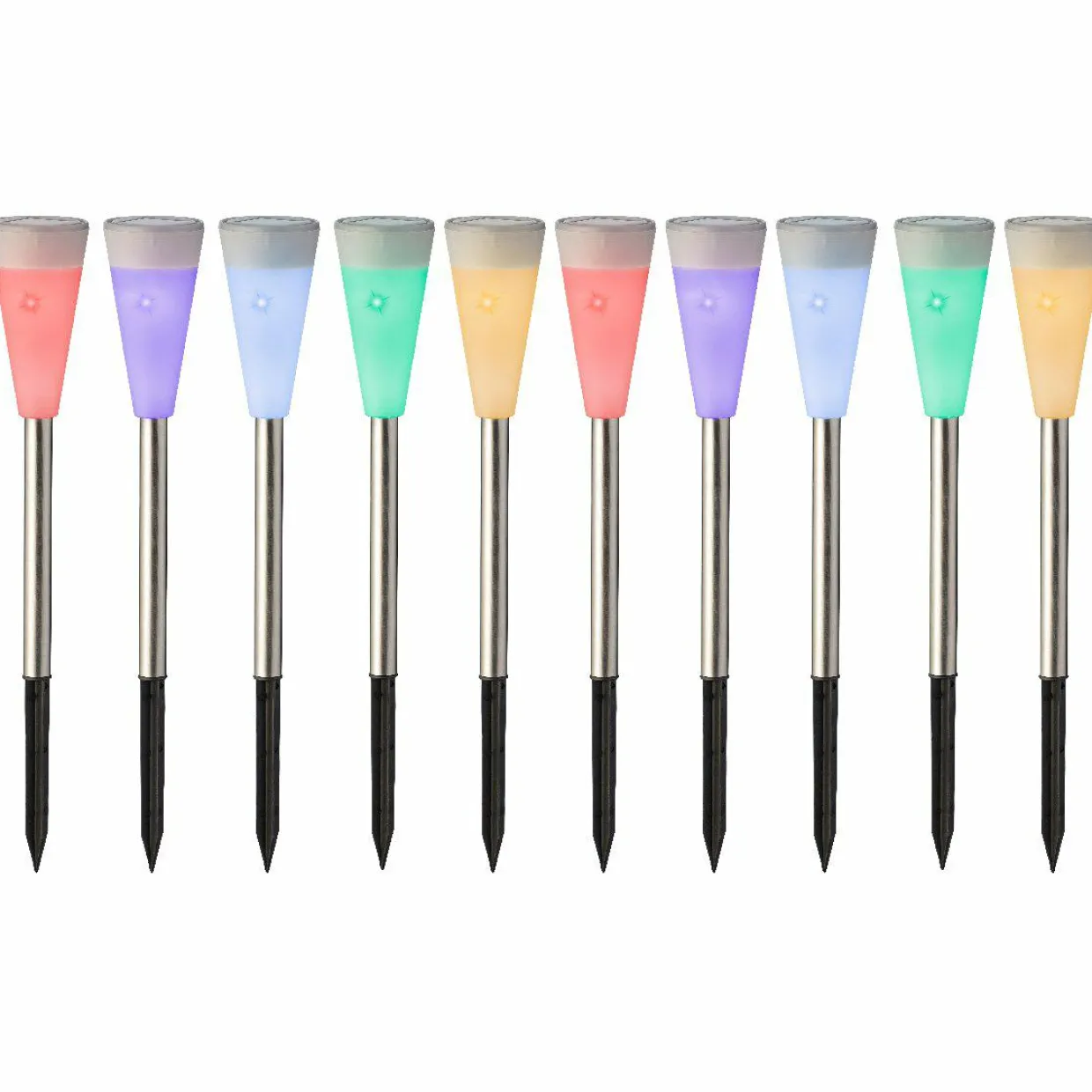 Lot de 10 bornes de jardin solaires (H26 cm) Marly Multicolore