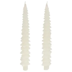 Lot de 2 bougies bâton en cire (H25 cm) Sapin Blanc