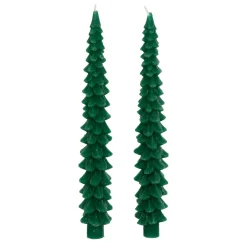 Lot de 2 bougies bâton en cire (H25 cm) Sapin Vert
