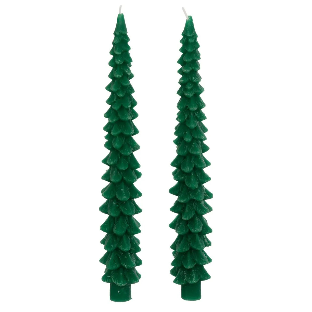 Lot de 2 bougies bâton en cire (H25 cm) Sapin Vert