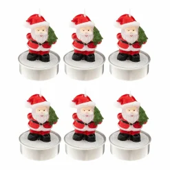 Lot de 6 bougies Chauffe-plat (H6 cm) Père Noël Rouge