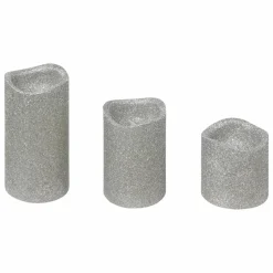 Lot de 3 bougies LED (D5 cm) à paillettes Argent