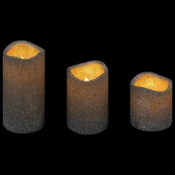 Lot de 3 bougies LED (D5 cm) à paillettes Argent