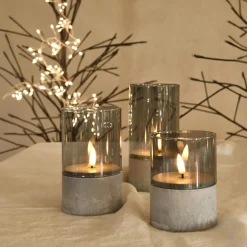 Lot de 3 bougies LED en verre (H15 cm) Charme Blanc chaud
