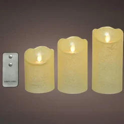 Lot de 3 bougies LED vacillantes (D7,5 cm) Cire naturelle Crème