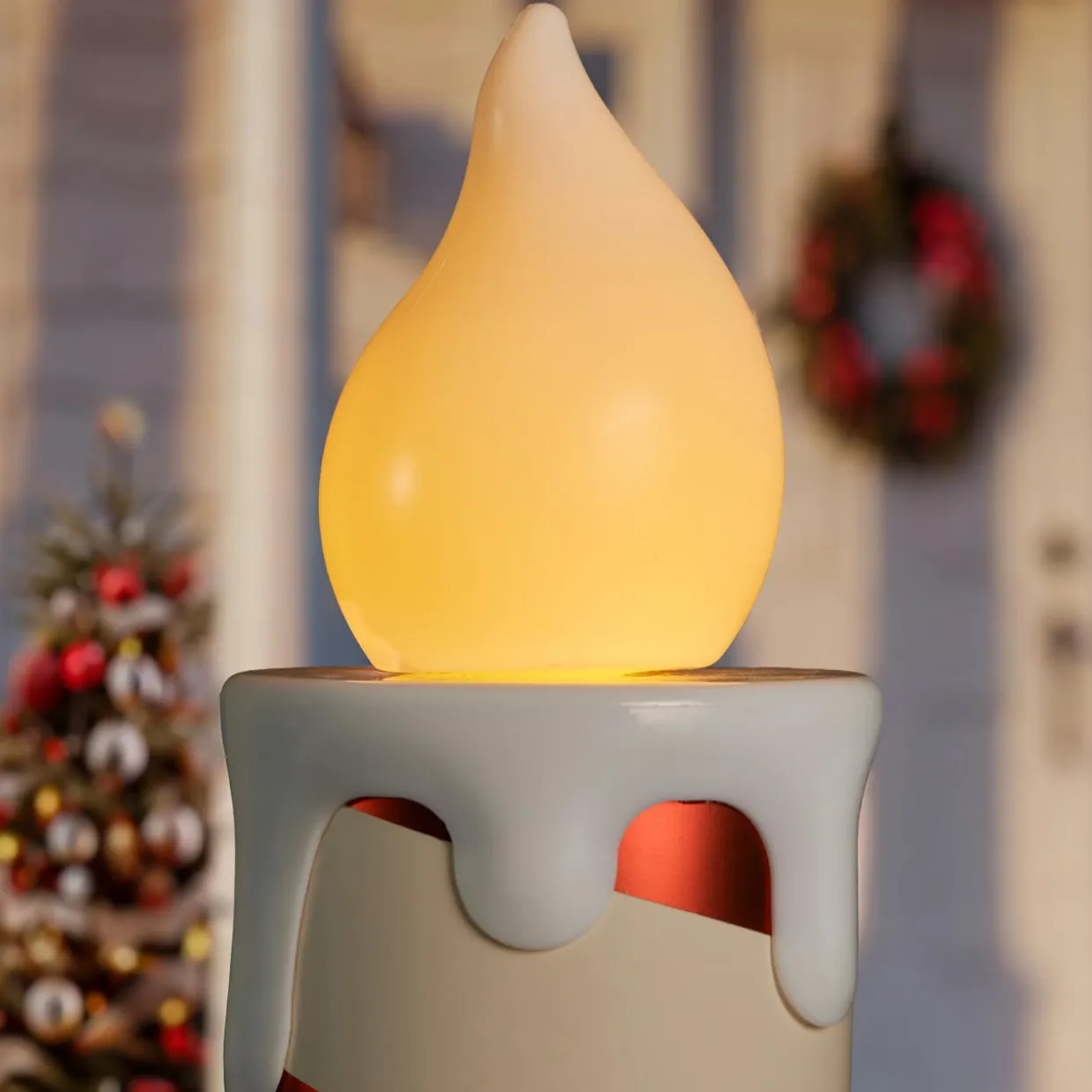 Lot de 2 bougies lumineuses Géantes (H82 cm) Candy Candle Rouge et blanc
