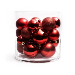 Lot de 30 boules de Noël assorties New Alpine Rouge