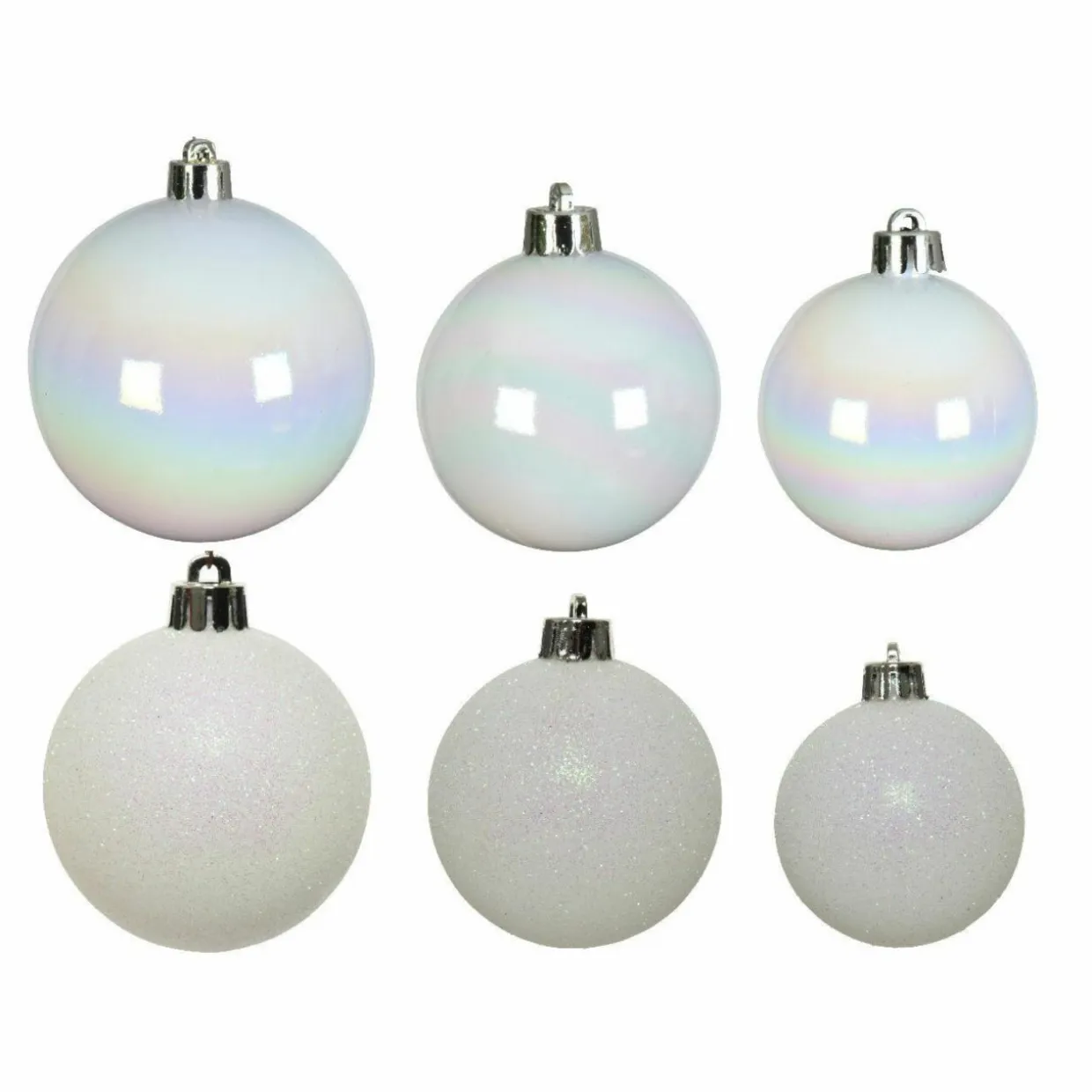 Lot de 30 boules de Noël assorties Alpine Blanc irisé