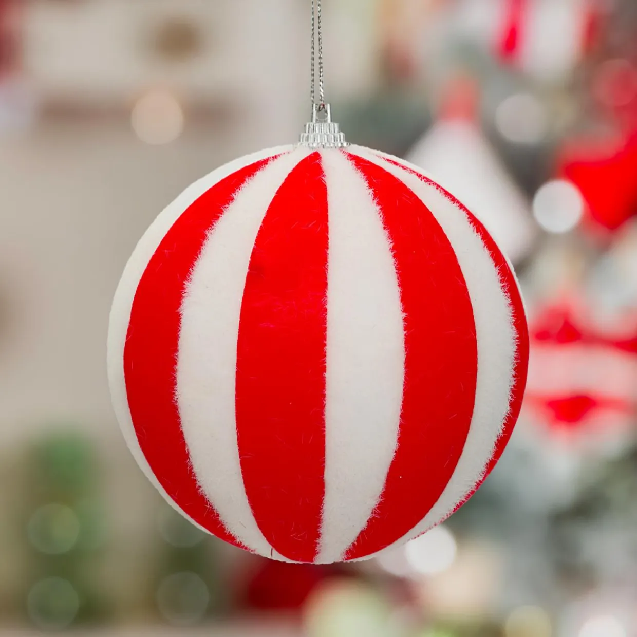 Lot de 22 boules de Noël assorties Rayures Rouge