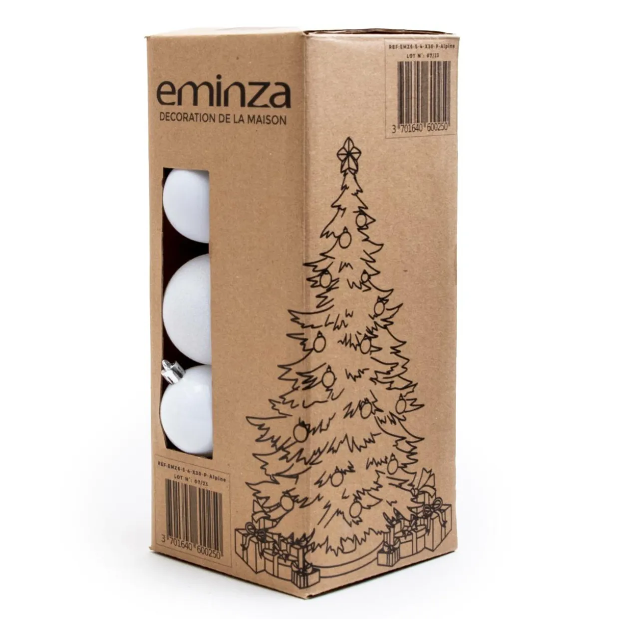 Lot de 30 boules de Noël assorties New Alpine Blanc
