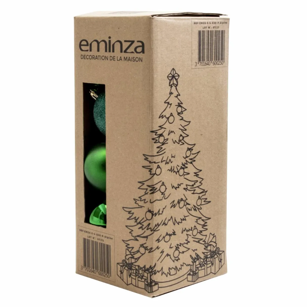 Lot de 30 boules de Noël assorties New Alpine Vert sapin