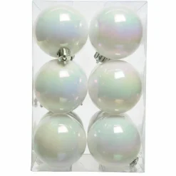 Lot de 12 boules de Noël (D60 mm) Alpine Blanc irisé