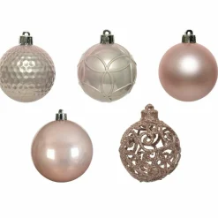 Lot de 37 boules de Noël (D60 mm) Alpine Mix Rose poudré