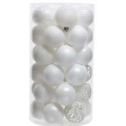 Lot de 37 boules de Noël (D60 mm) Alpine mix Blanc