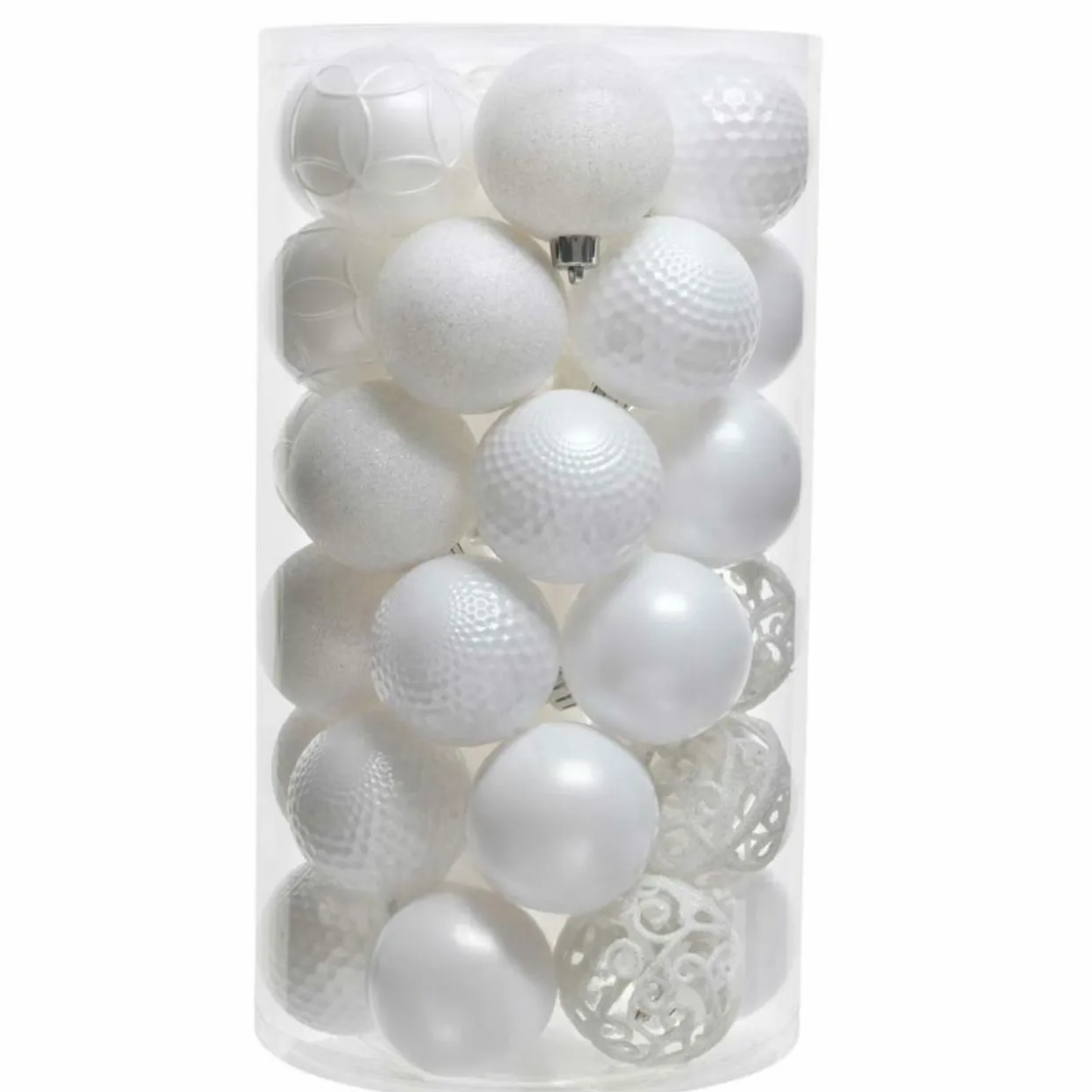Lot de 37 boules de Noël (D60 mm) Alpine mix Blanc