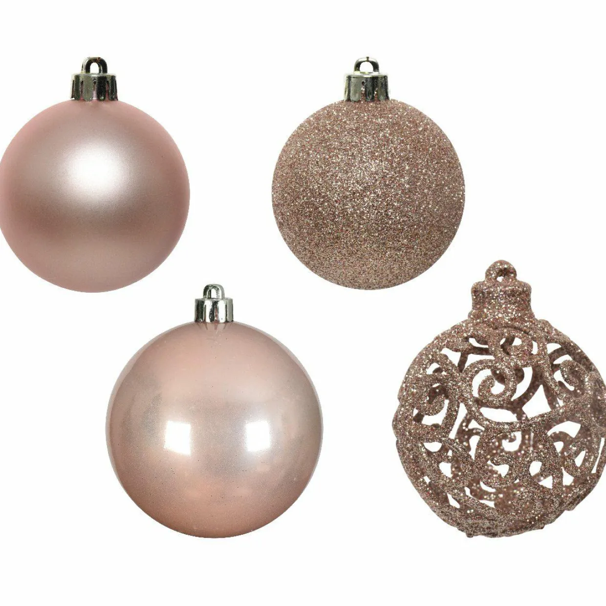Lot de 16 boules de Noël (D60 mm) Alpine multi Rose poudré