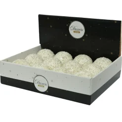 Lot de 12 boules de Noël (D80 mm) Altesse perlée Blanc Laine