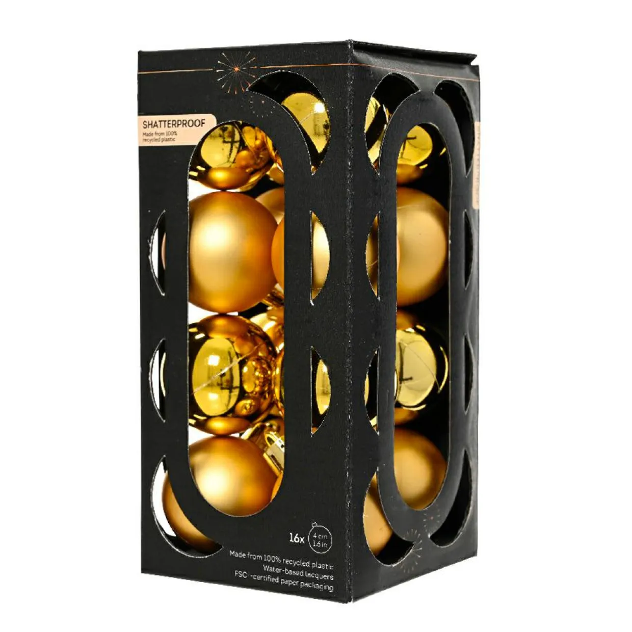 Lot de 16 boules de Noël (D40 mm) Aravis Or