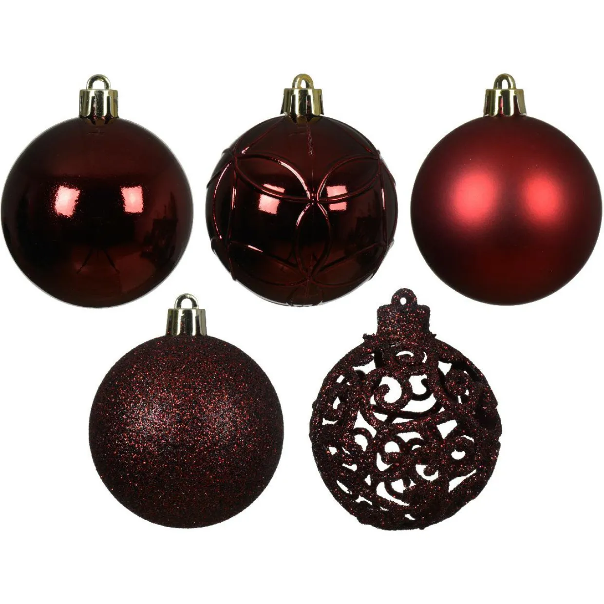 Lot de 35 boules de Noël (D60 mm) Aravis mix Bordeaux