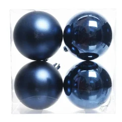 Lot de 4 boules de Noël (D100 mm) Aravis Bleu nuit